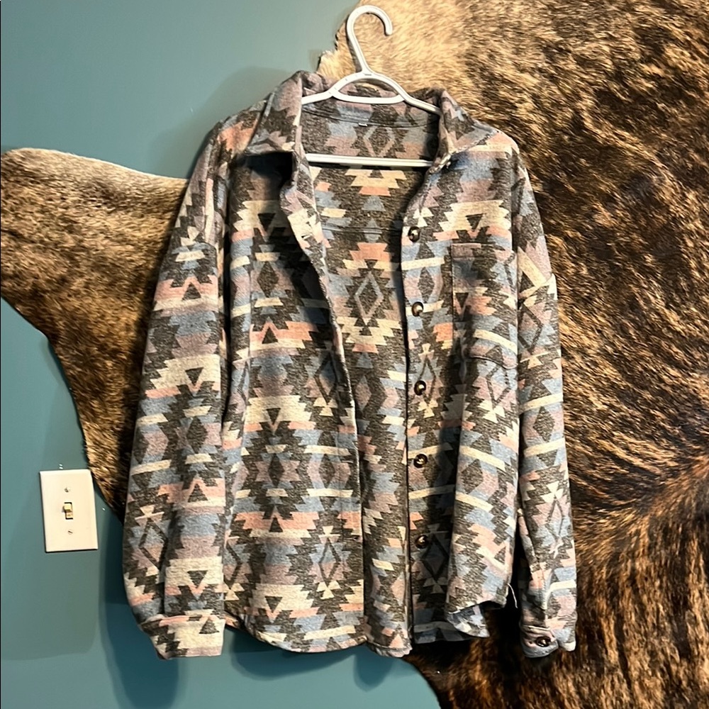 Aztec Patterned Button-Up Shirt